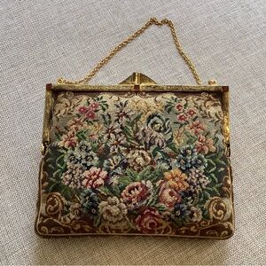 Vintage tapestry purse with mirror and coin purse inside